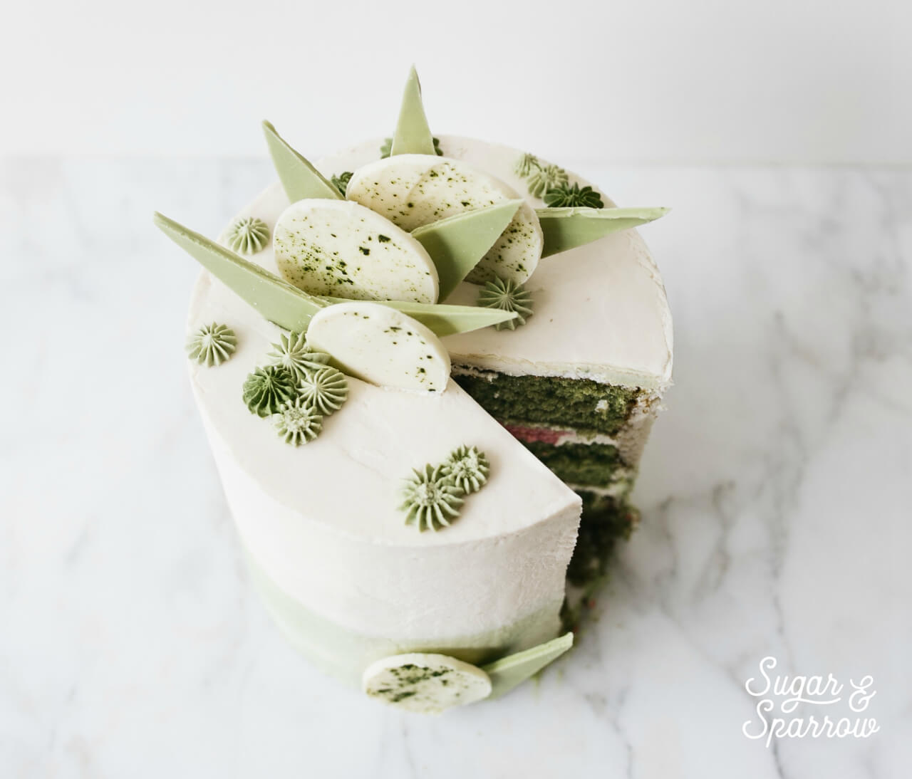 matcha cake by sugar and sparrow