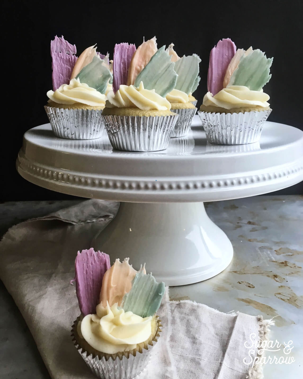 brushstroke cupcakes by sugar and sparrow