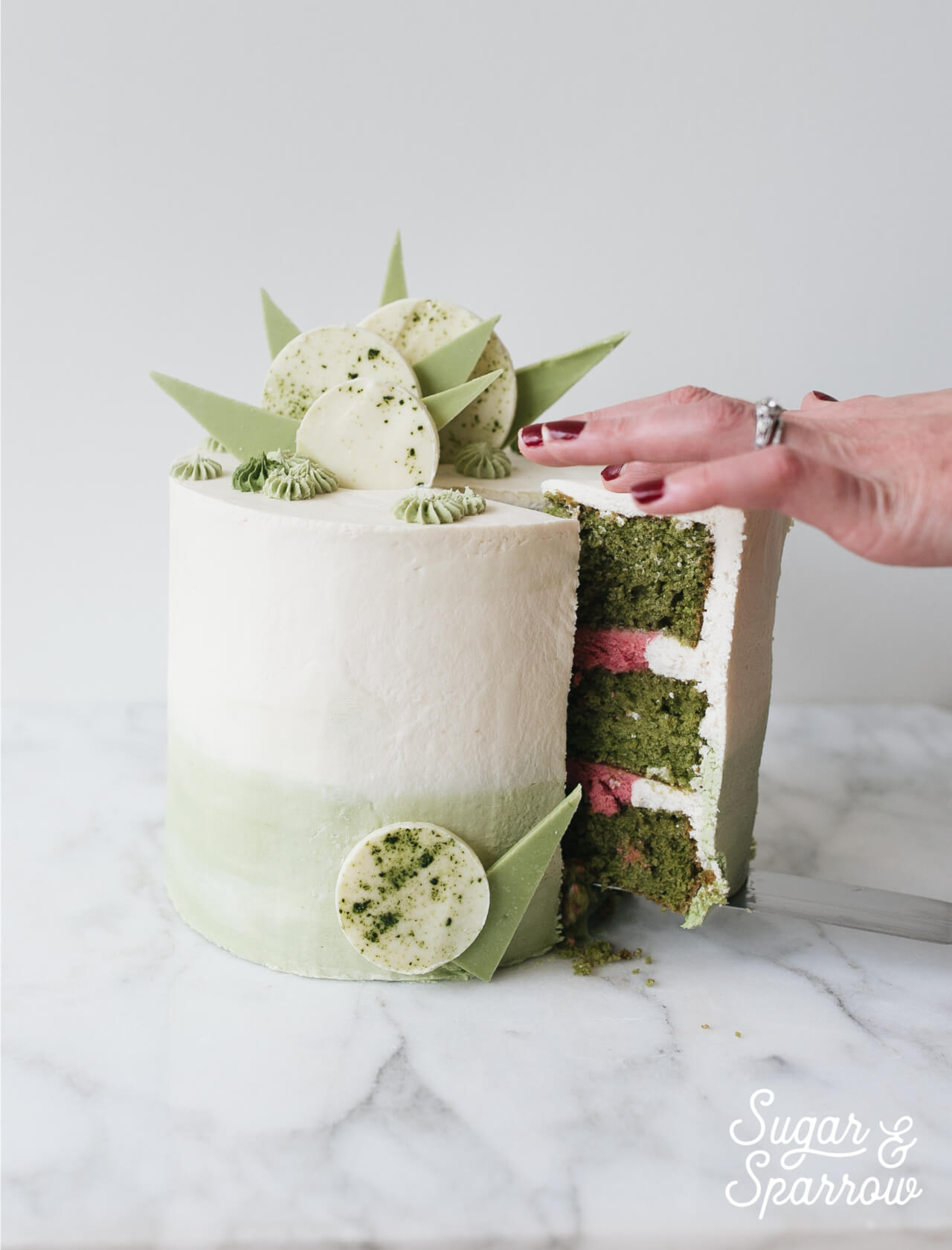 Tea Bar Matcha cake recipe by sugar and sparrow