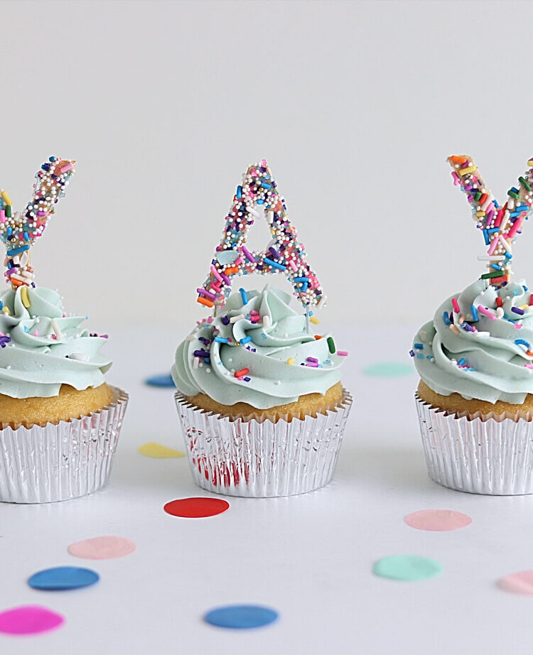 gumpaste letter cupcake toppers
