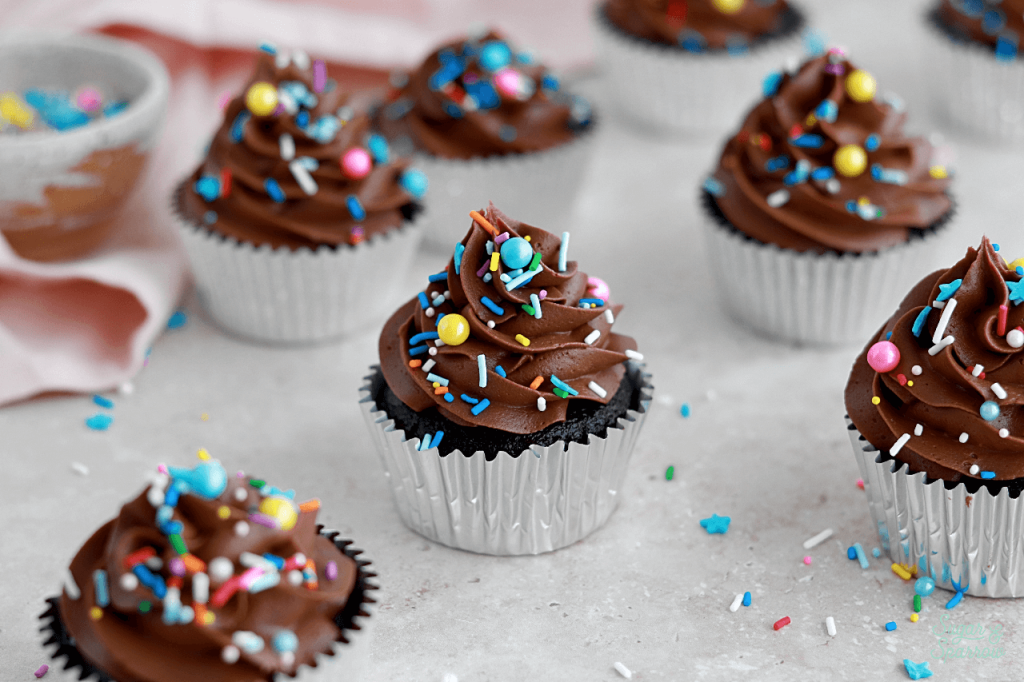 chocolate cupcakes with chocolate buttercream