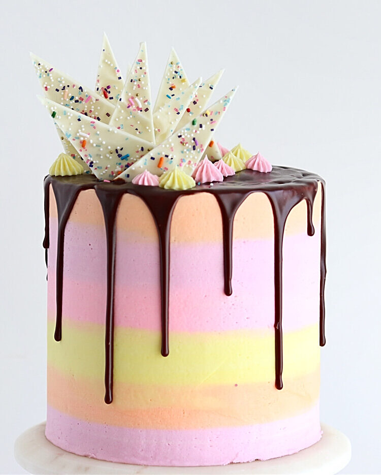 striped buttercream cake