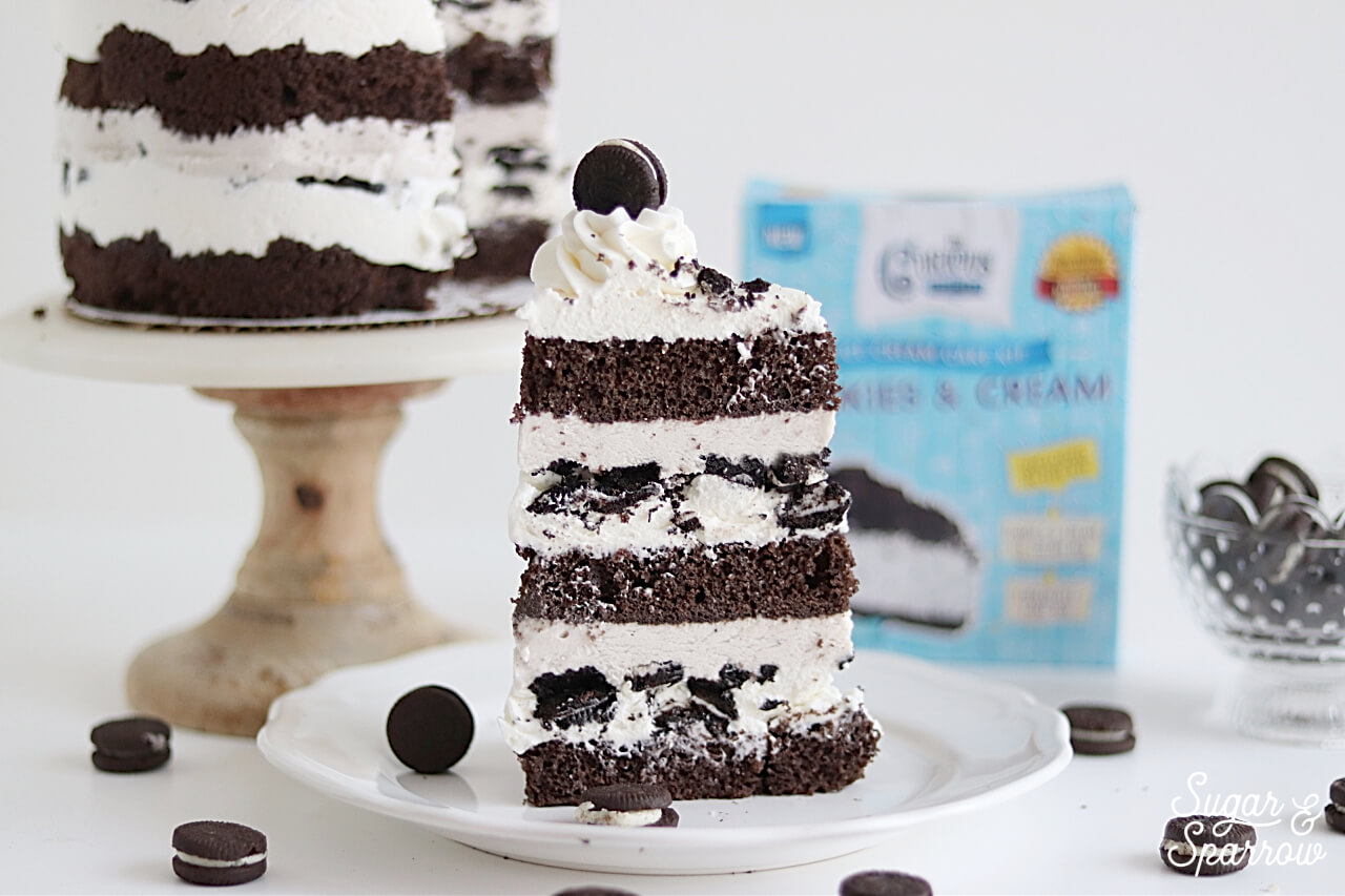 tall cookies and cream ice cream cake