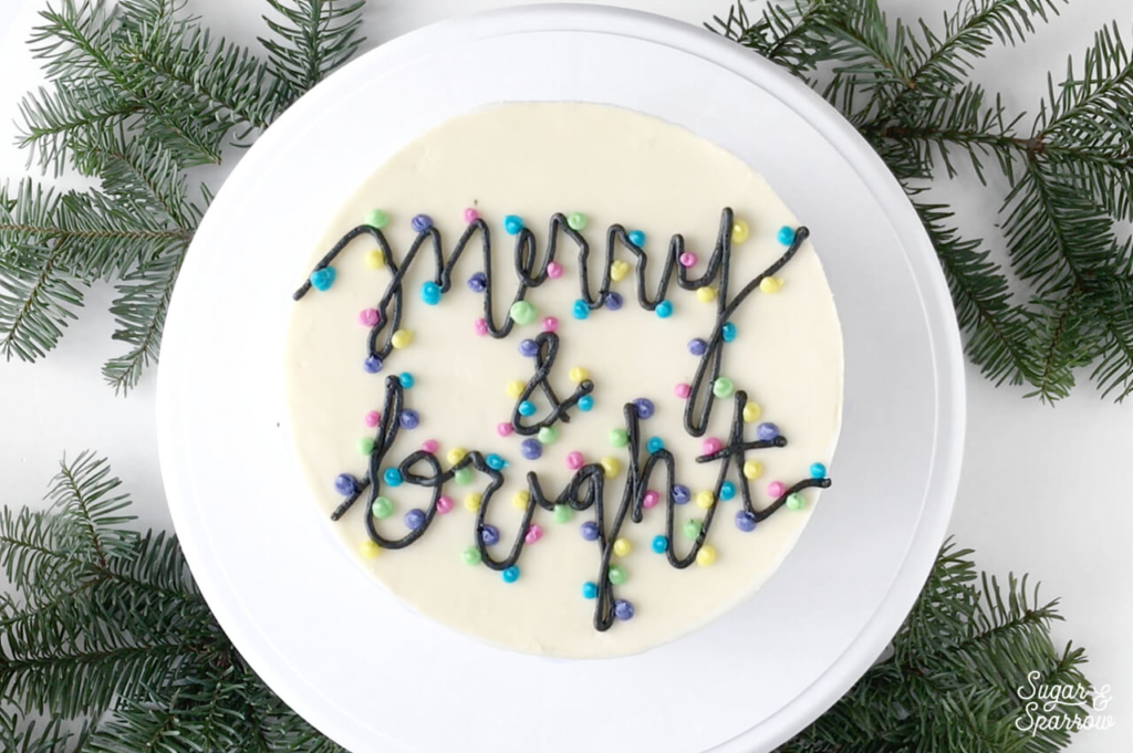 Merry Bright Christmas Cake Sugar Sparrow