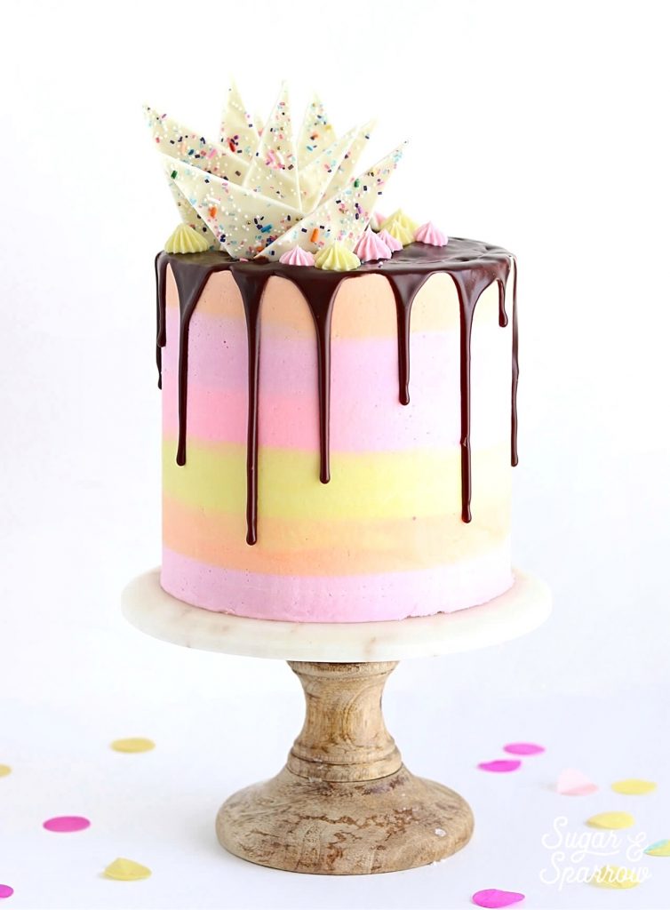 Easy Birthday Drip Cake with Melted Chocolate Ganache with Party Decor on a  White Background. Copy Space. Celebration Concept Stock Image - Image of  cake, food: 149627303