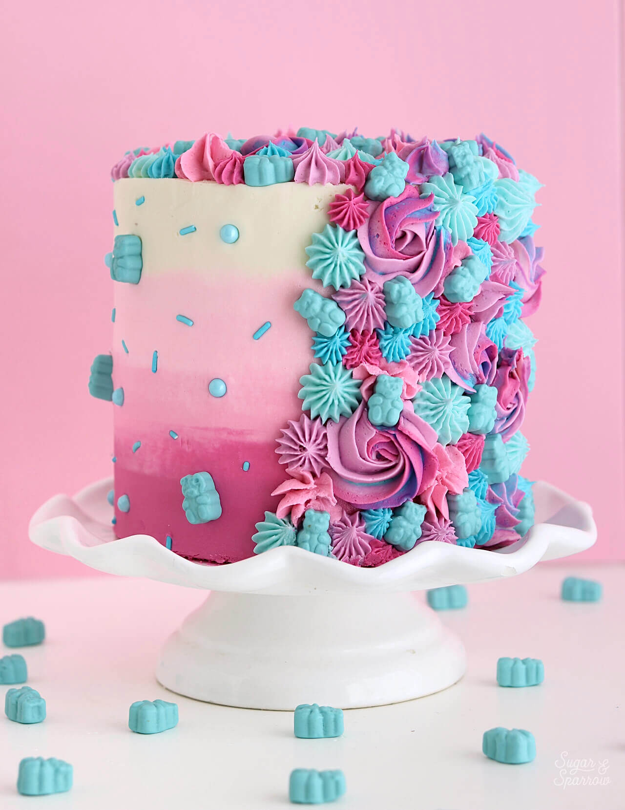 pink ombre cake by sugar and sparrow