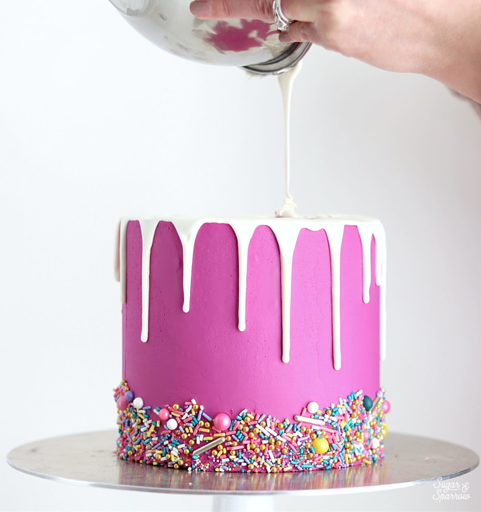 White Chocolate Ganache Drip Cake Recipe Tips Sugar Sparrow