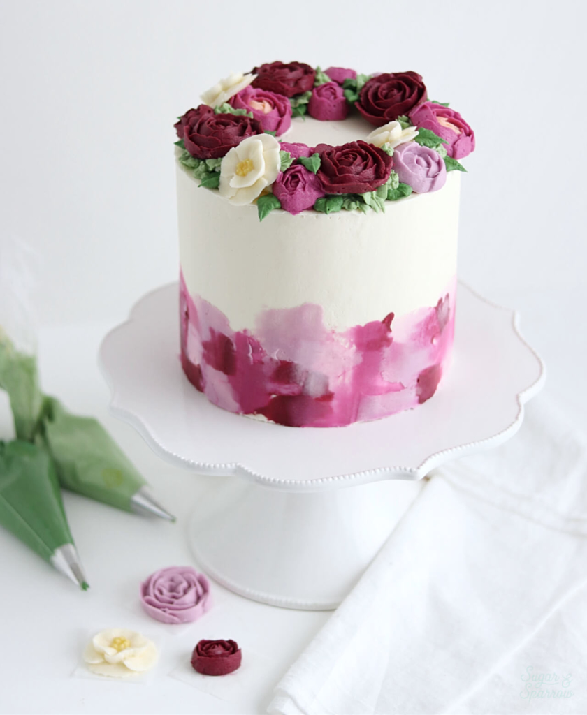 buttercream flower wreath cake tutorial