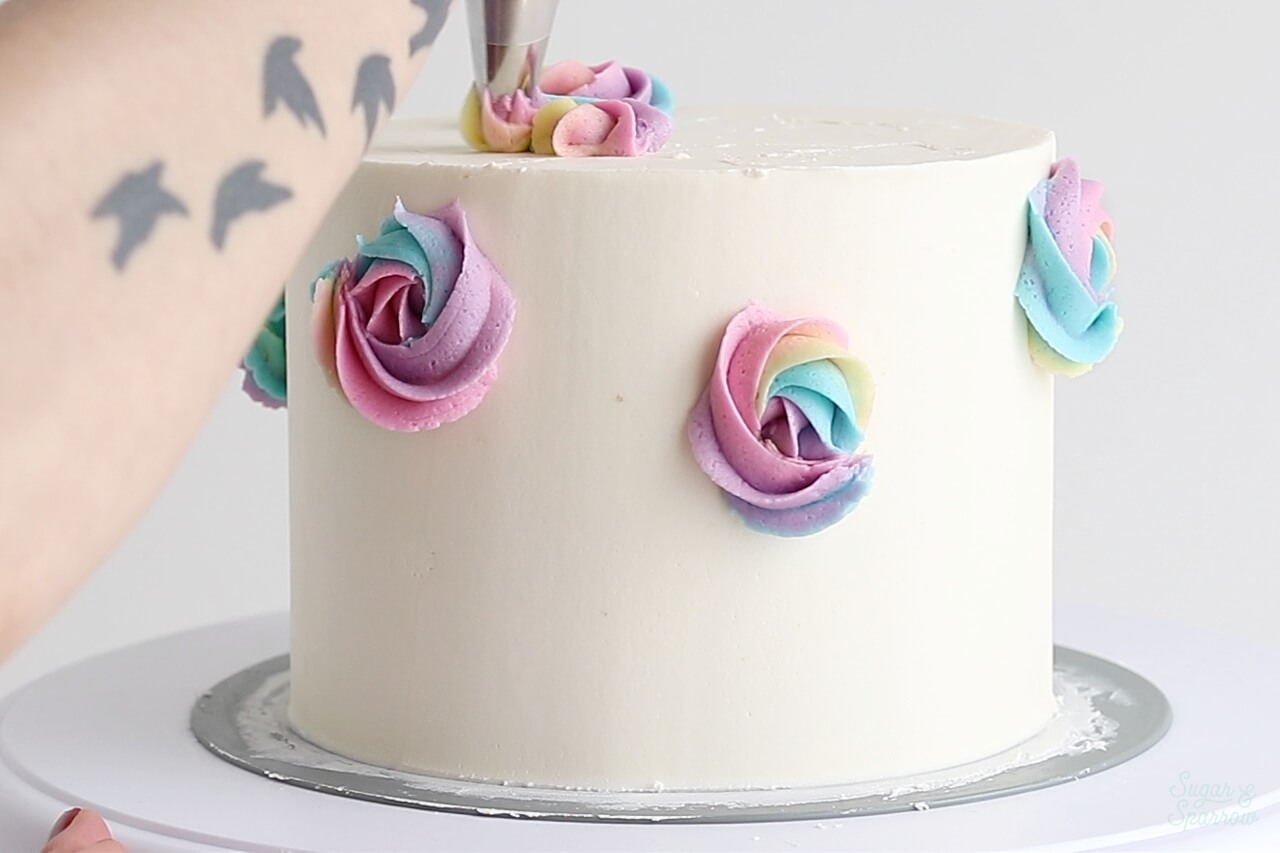 rainbow buttercream rosettes