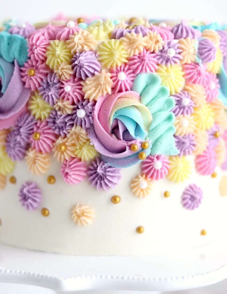 pastel rainbow birthday cake