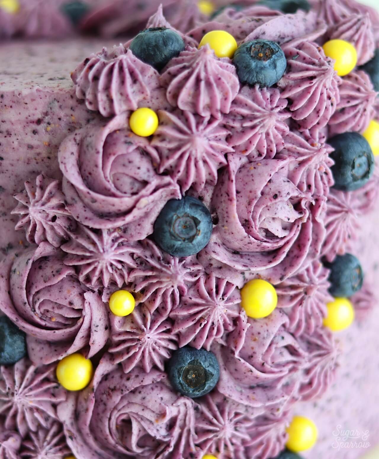 Lemon Layer Cake With Blueberry Buttercream - Sugar & Sparrow