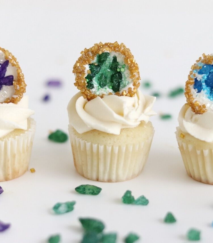 geode cupcake toppers by sugar and sparrow