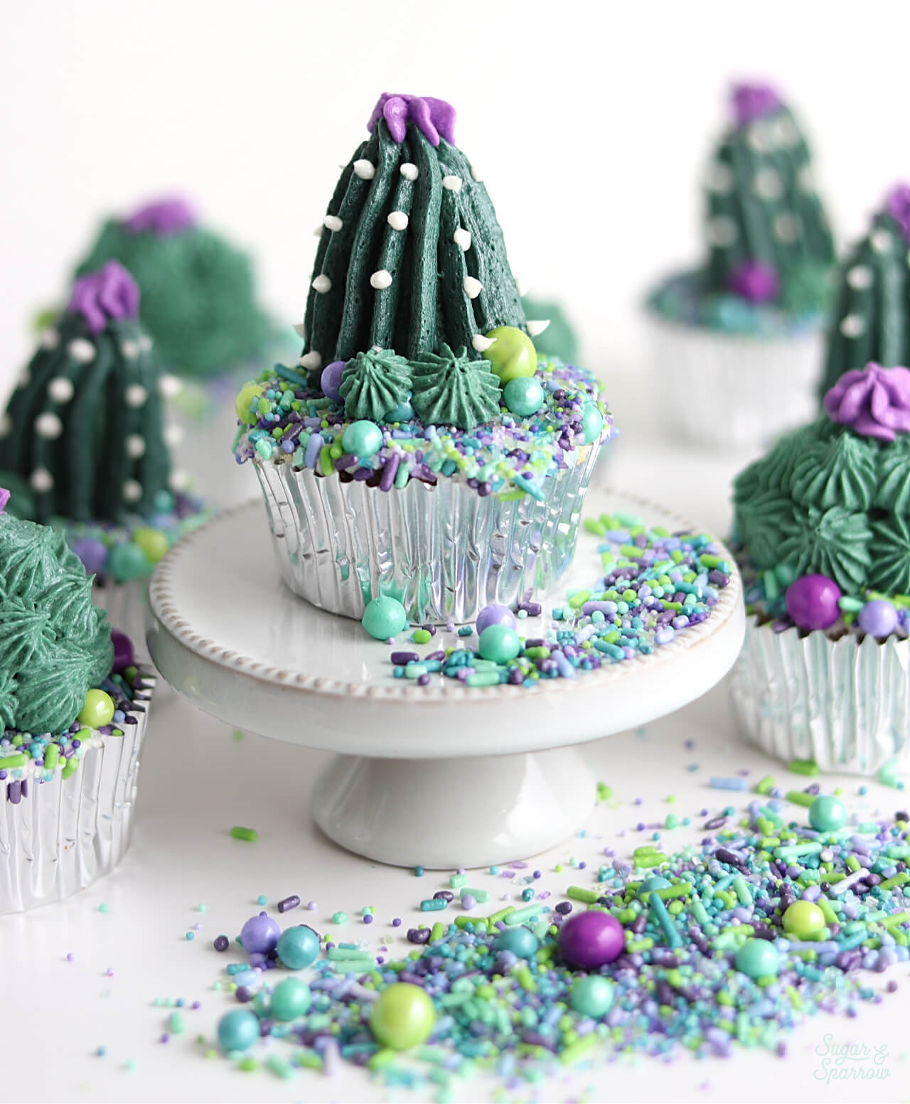 buttercream cactus cupcakes by sugar and sparrow