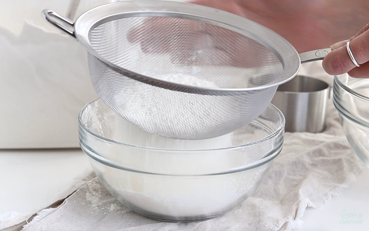 sifting cake flour