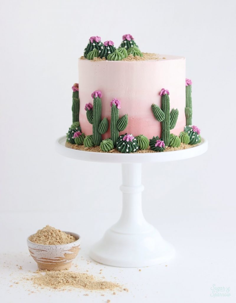 desert cake with cactus tutorial