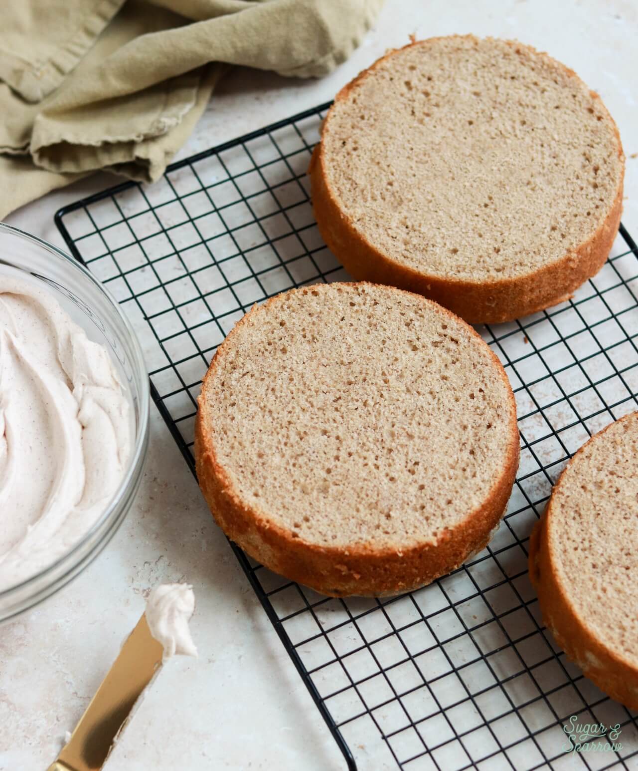 chai cake layers on a cooling rack
