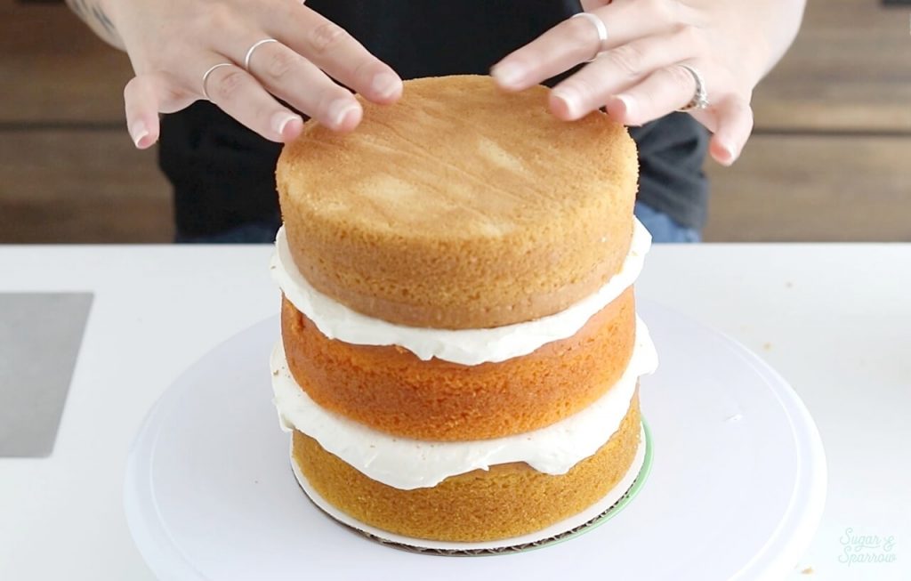 candy corn cake layers tutorial