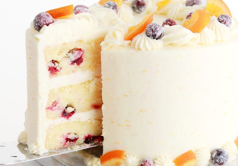 cranberry orange cake by sugar and sparrow
