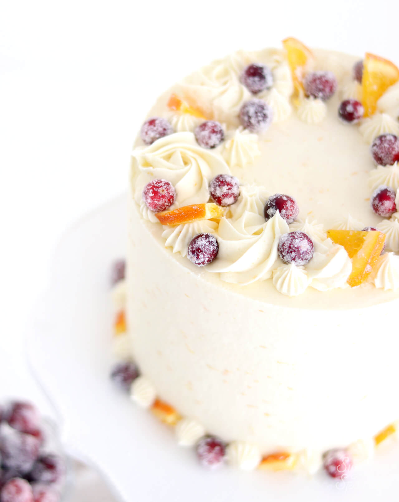 how to decorate cake with sugared cranberries and oranges