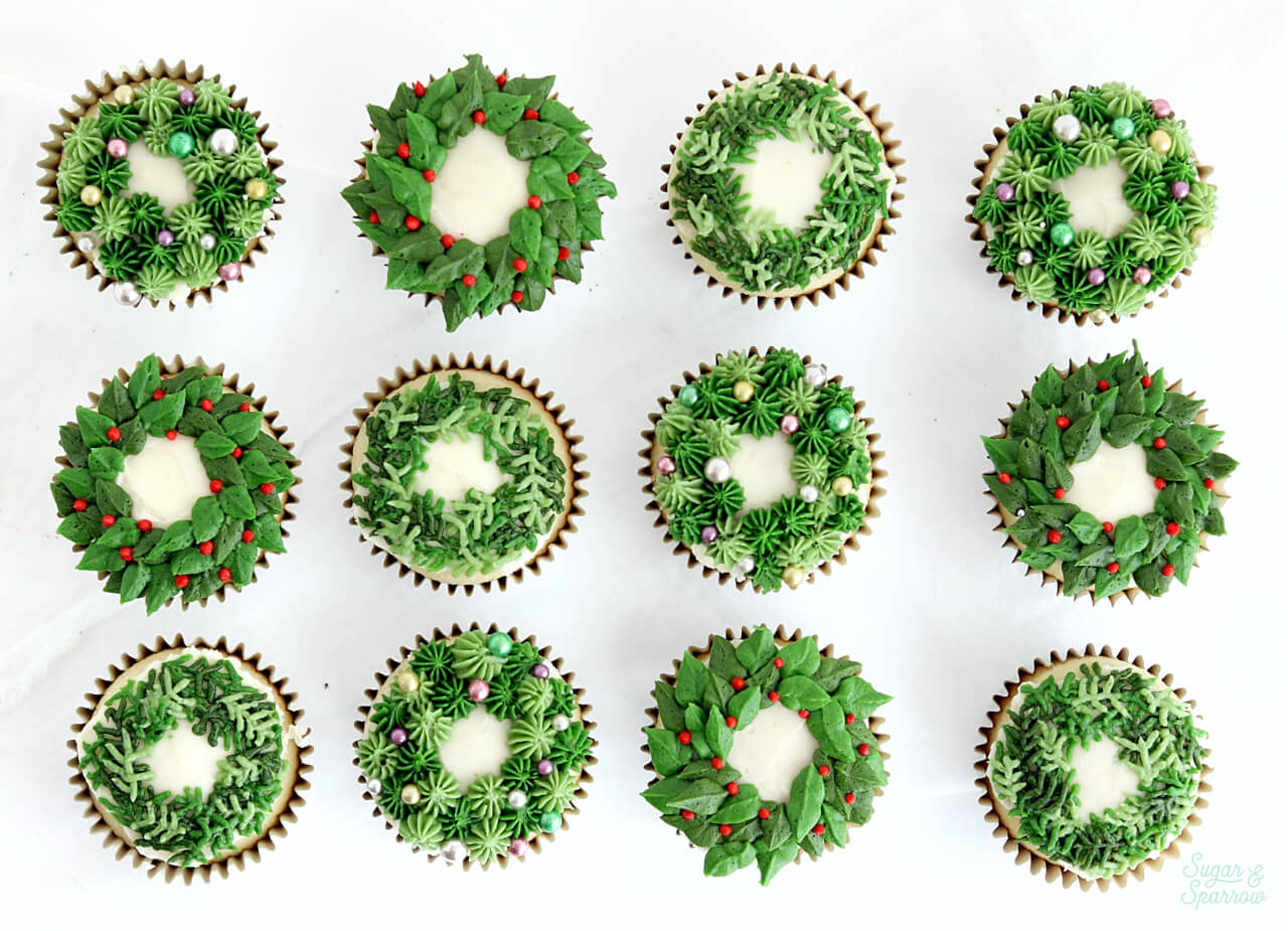 christmas wreath cupcakes