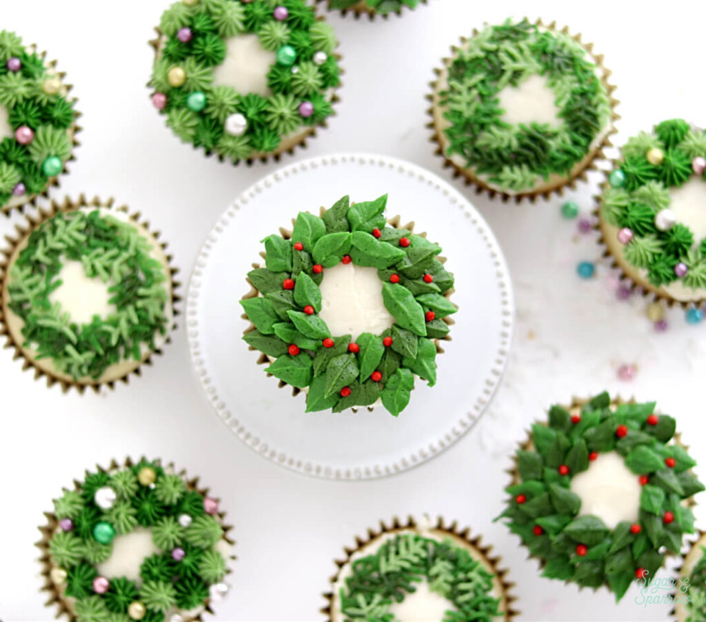 holiday wreath cupcakes