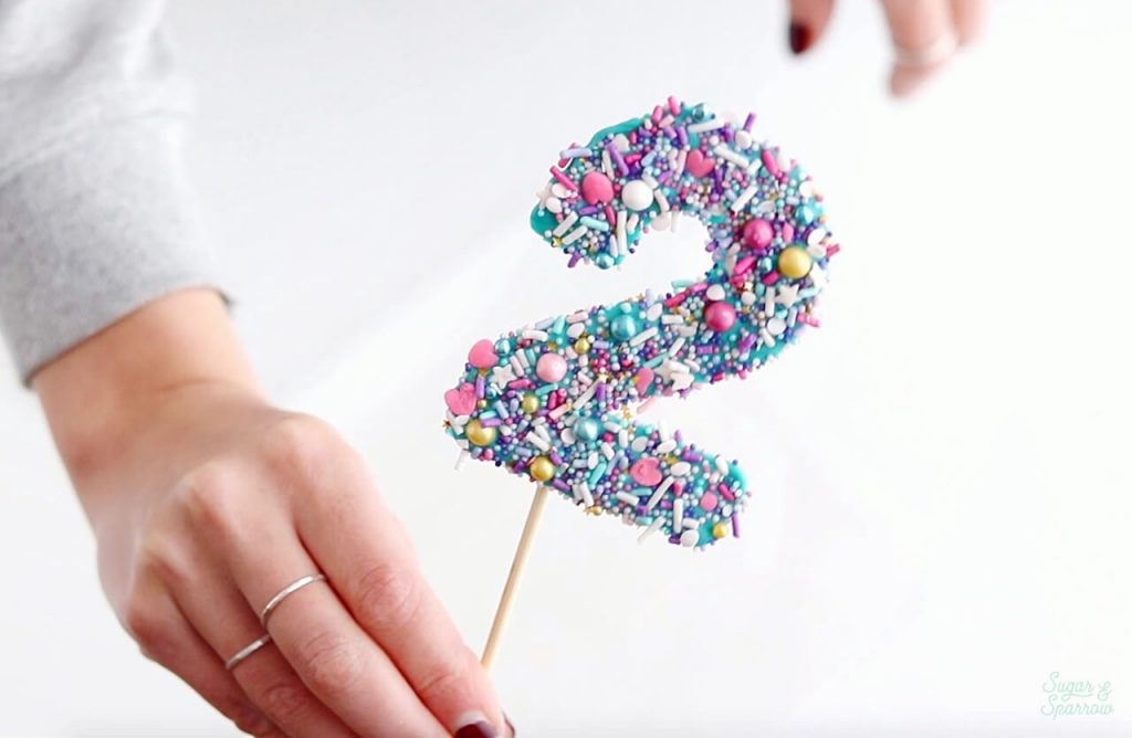 DIY sprinkled number cake toppers by Sugar and Sparrow