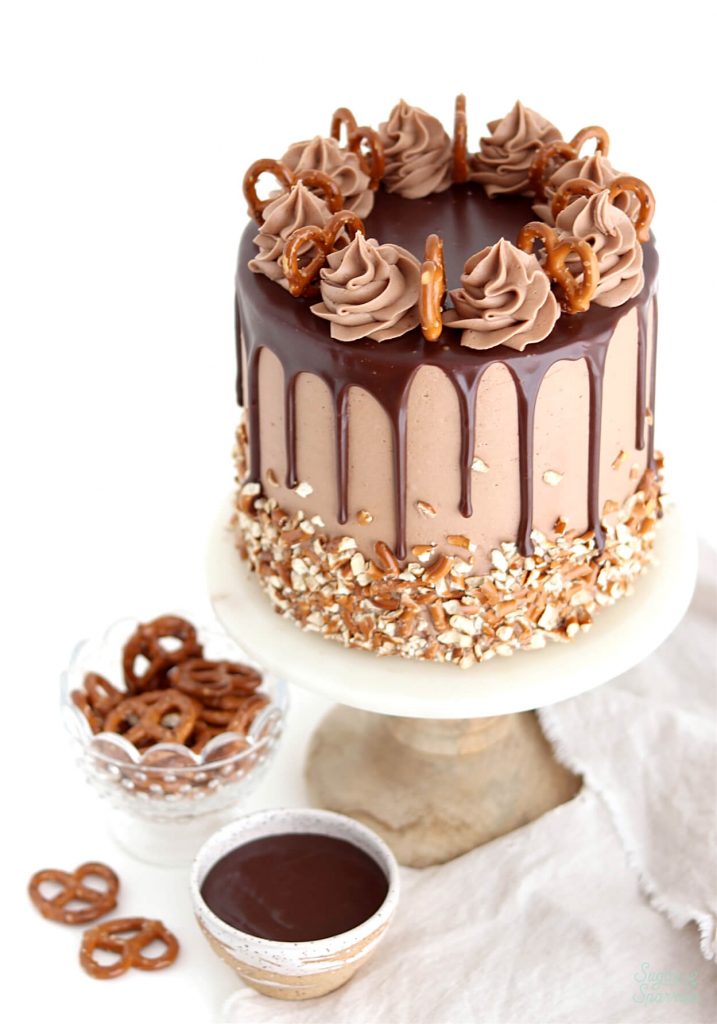 Vegan Salted Caramel Pretzel Cake - The Little Blog Of Vegan