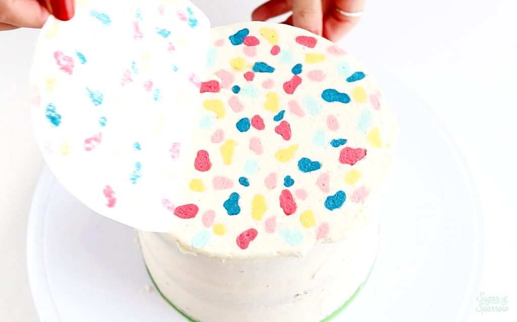 how to make a terrazzo buttercream transfer