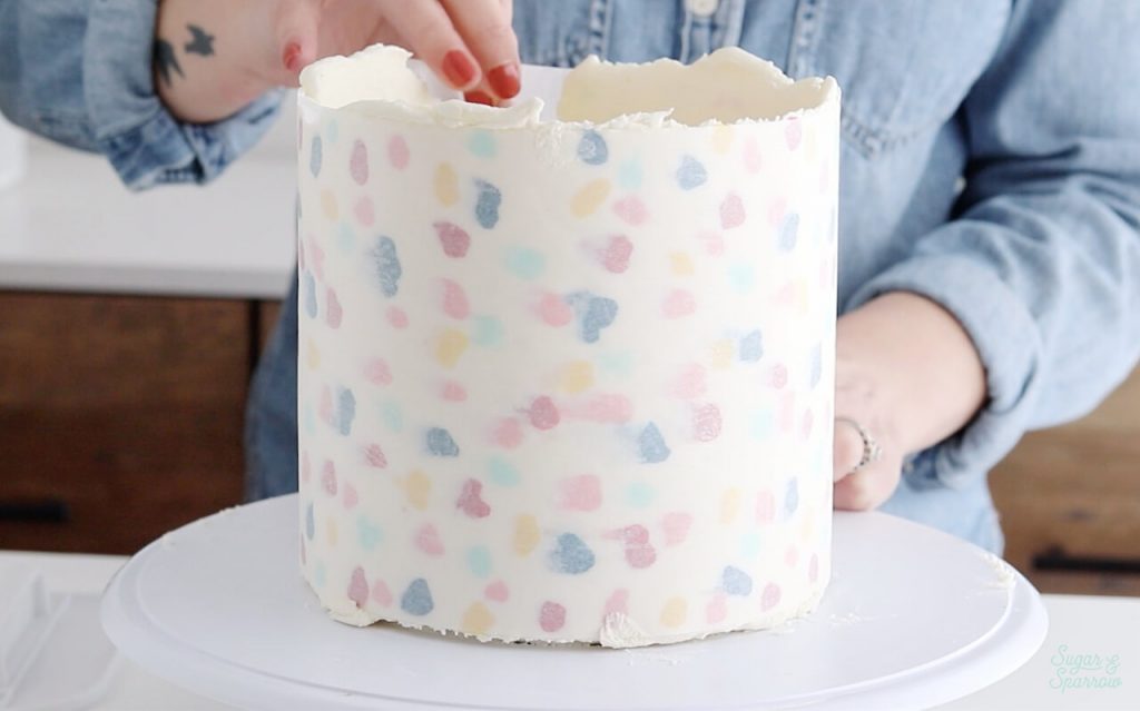 printed buttercream wrap cake decorating tutorial