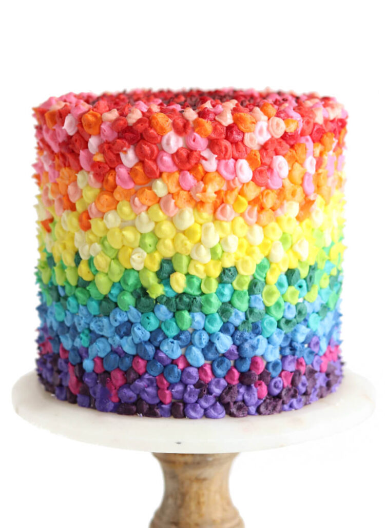 rainbow cake by sugar and sparrow