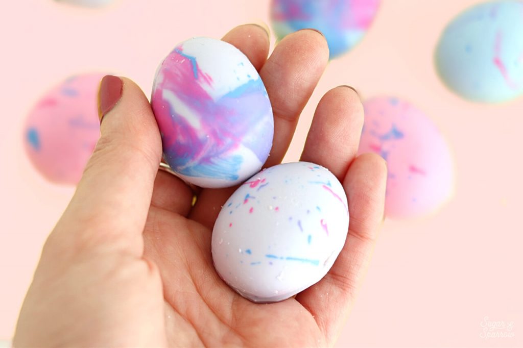 Candy melt painted easter eggs by sugar and sparrow