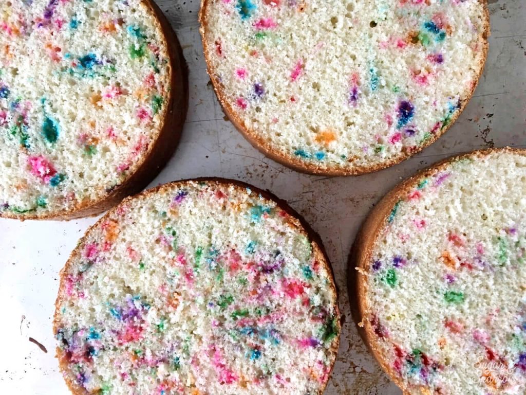 funfetti cake layers by Sugar and Sparrow