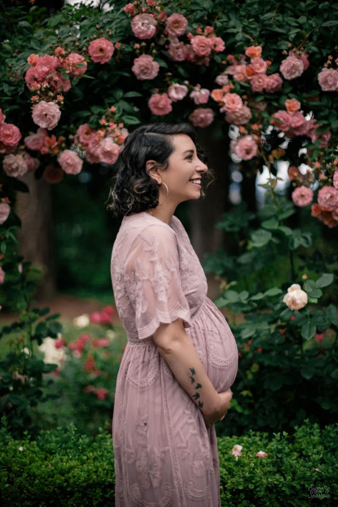 A Magical Maternity Photoshoot in the Rose Gardens - Sugar & Sparrow