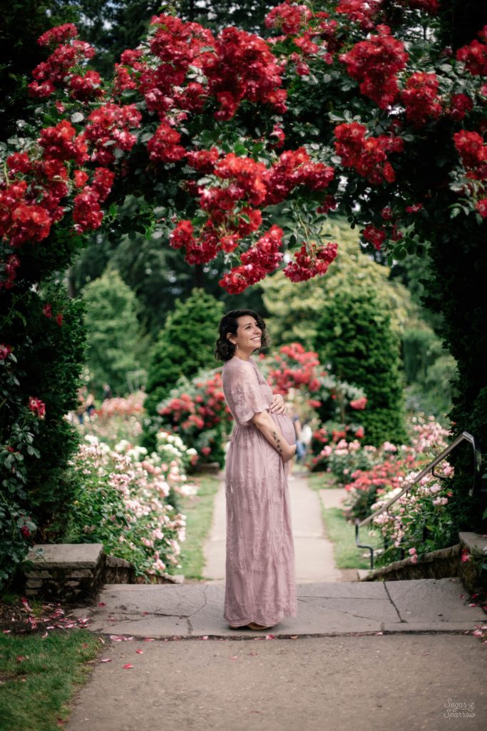 A Magical Maternity Photoshoot in the Rose Gardens - Sugar & Sparrow