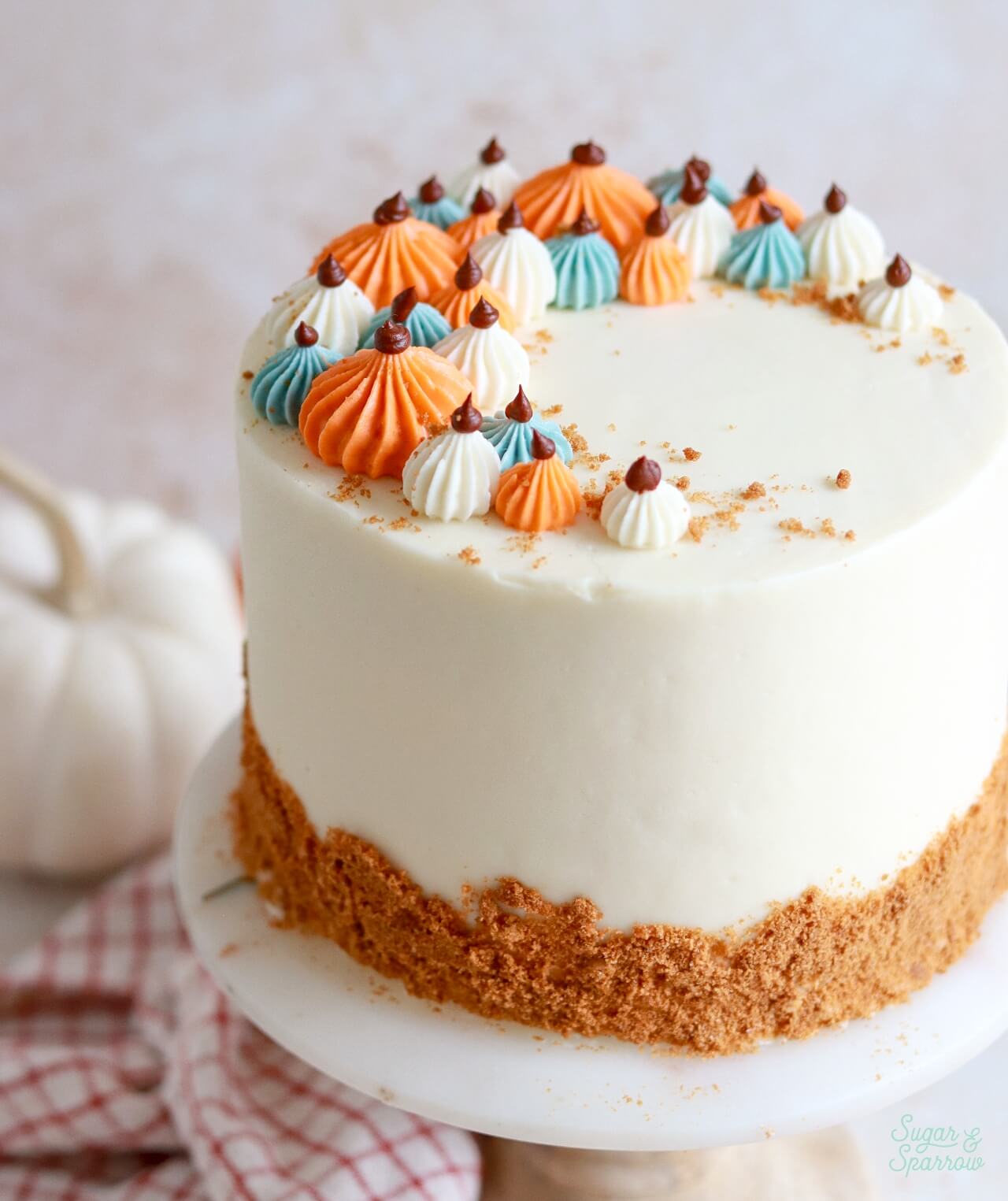 pumpkin layer cake recipe by sugar and sparrow