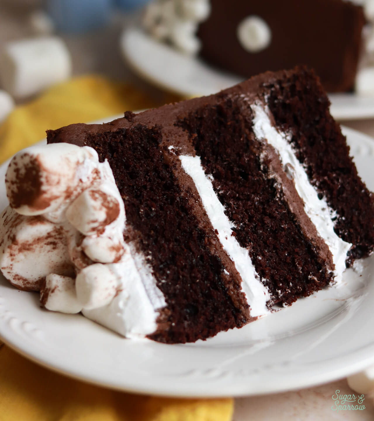 hot cocoa cake with marshmallow creme filling