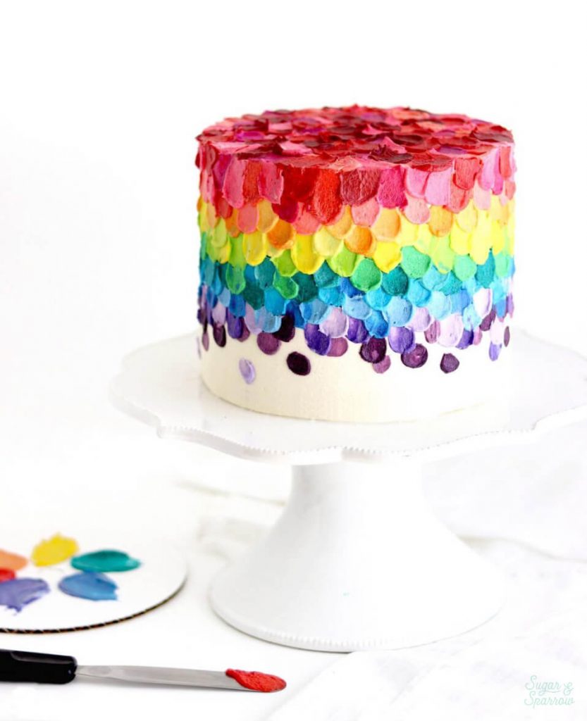 rainbow cake buttercream by sugar and sparrow