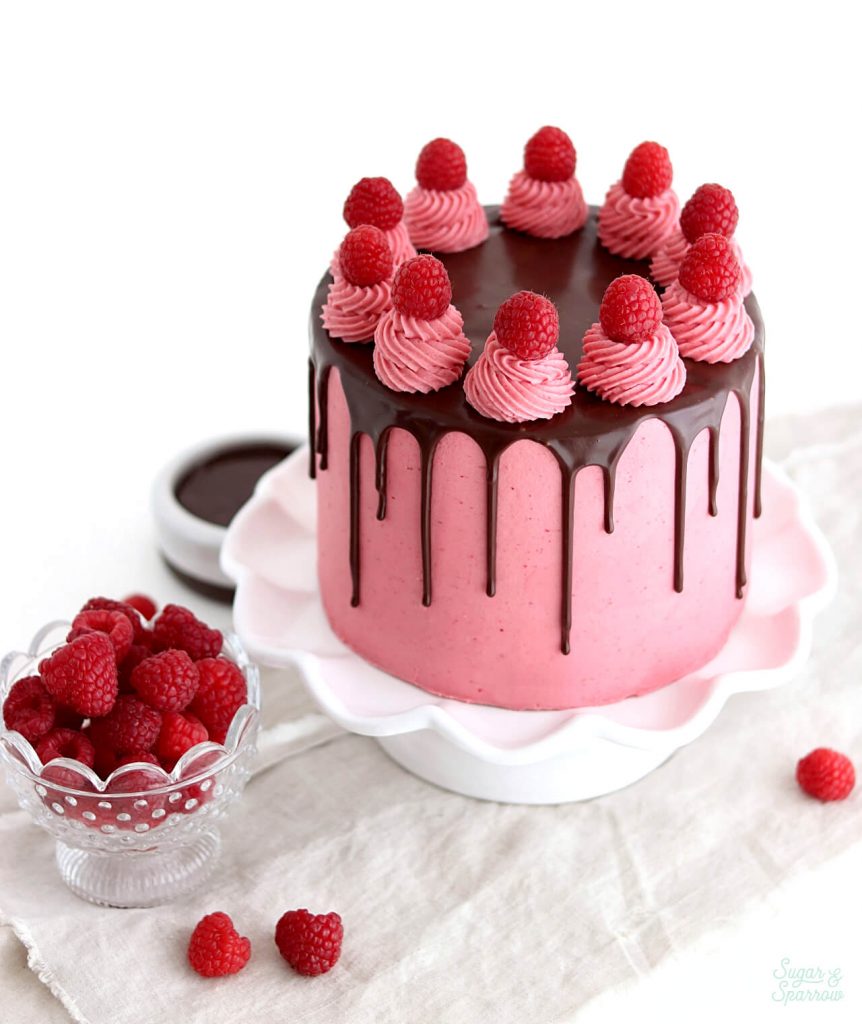 Chocolate raspberry layer cake