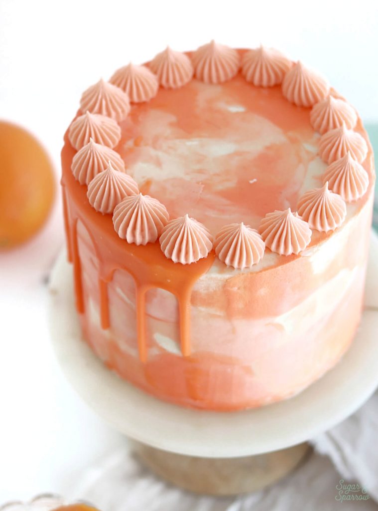 orange watercolor cake