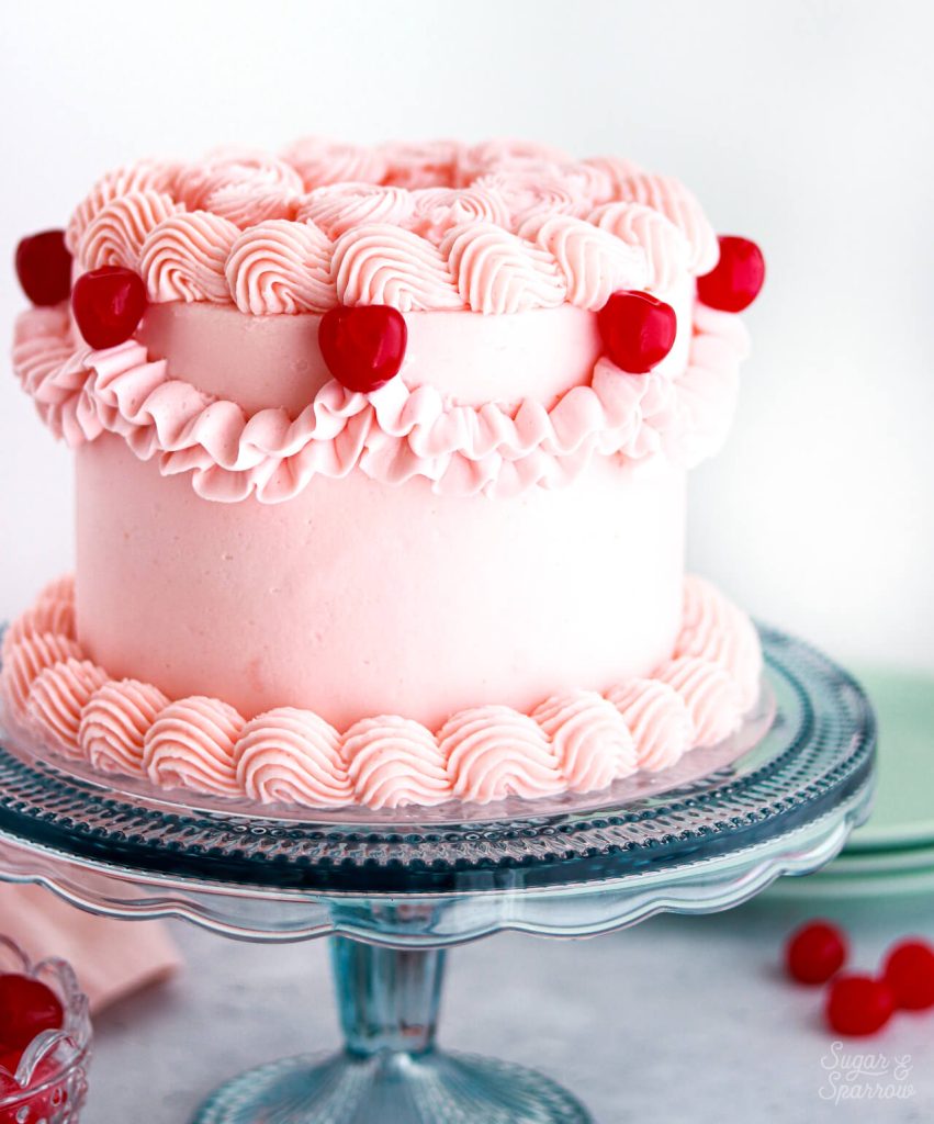 Pink Cherry Sprinkle Cake – Baked by Steph