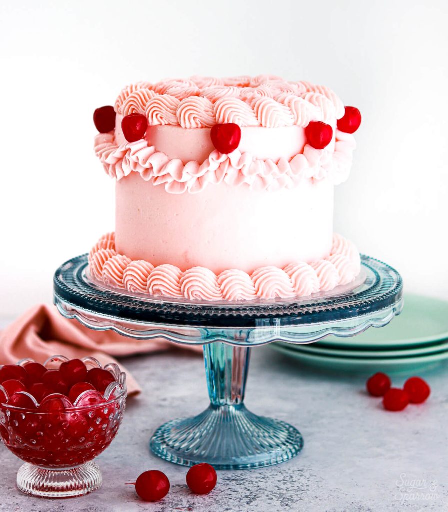 cherry chip cake recipe with cherry almond frosting