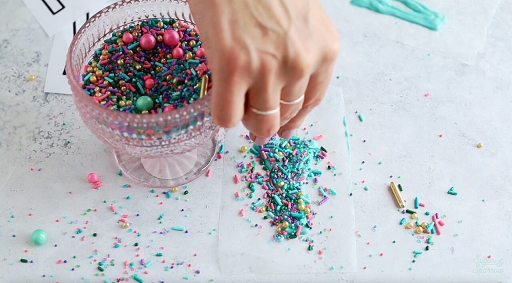 sprinkle letters cake toppers