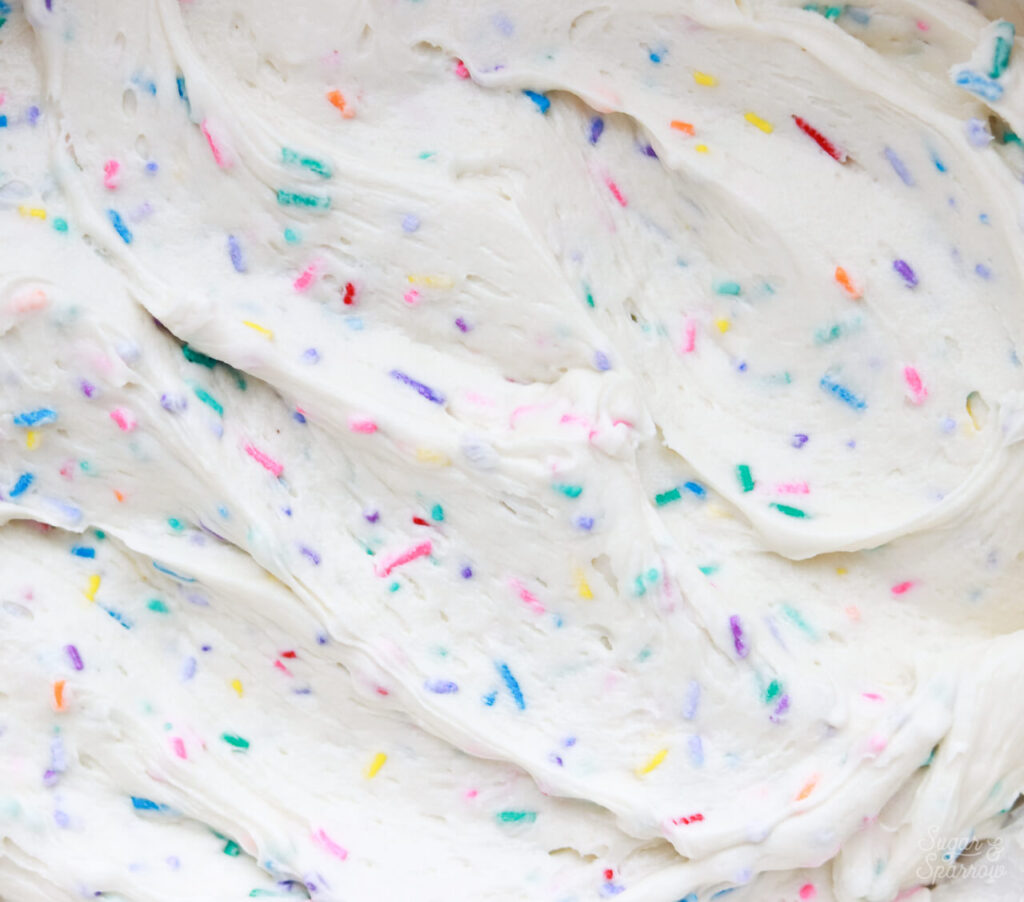 funfetti buttercream recipe by sugar and sparrow