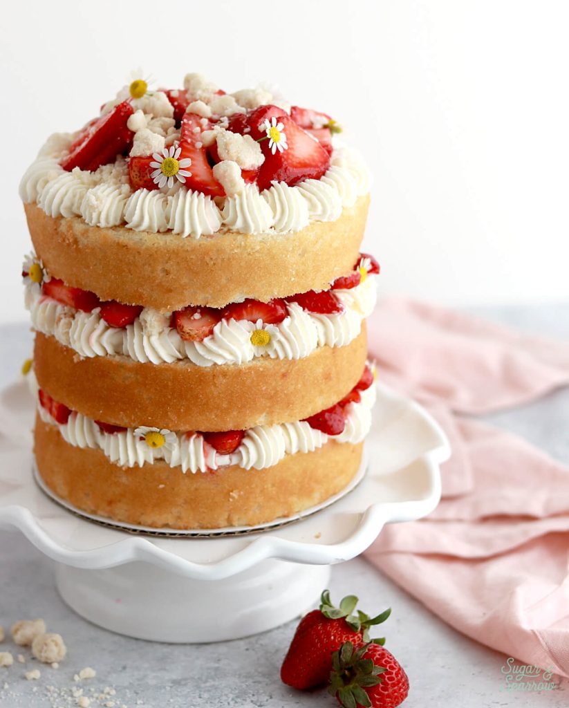 Strawberry Shortcake Layer Cake Recipe Sugar And Sparrow