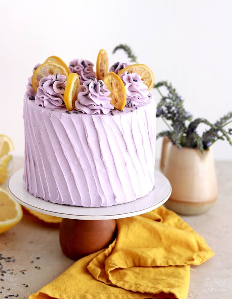 lemon cake with lavender buttercream