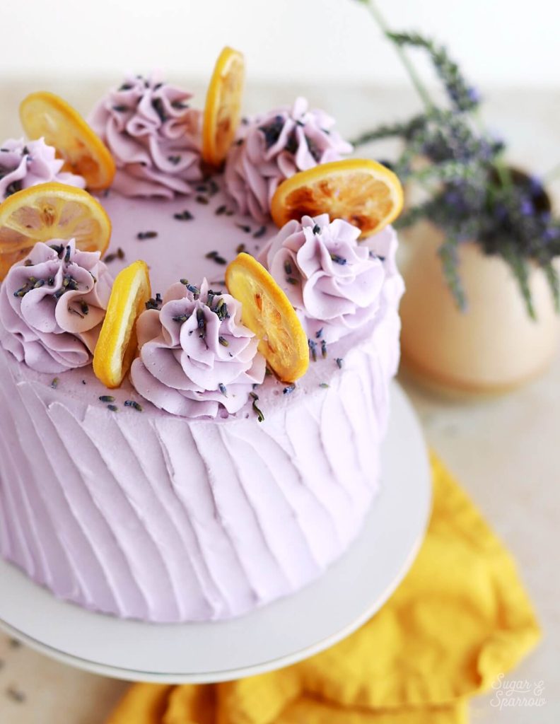 49 Cute Cake Ideas For Your Next Celebration : Lavender cake & white icing