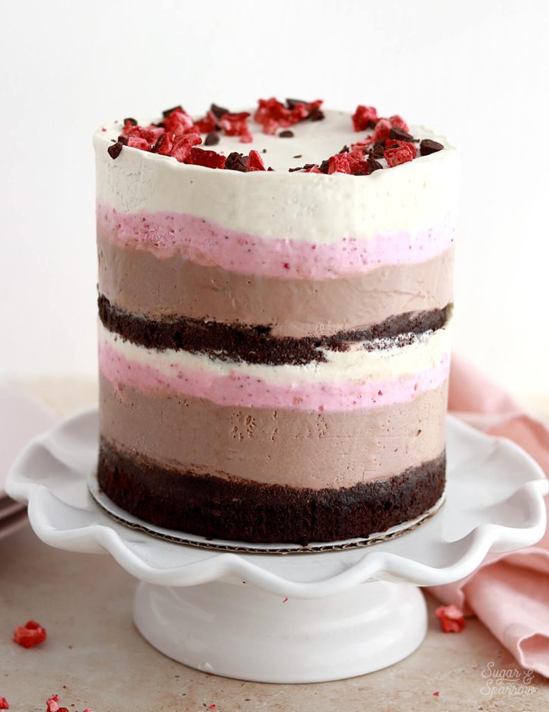 no churn neapolitan ice cream layer cake