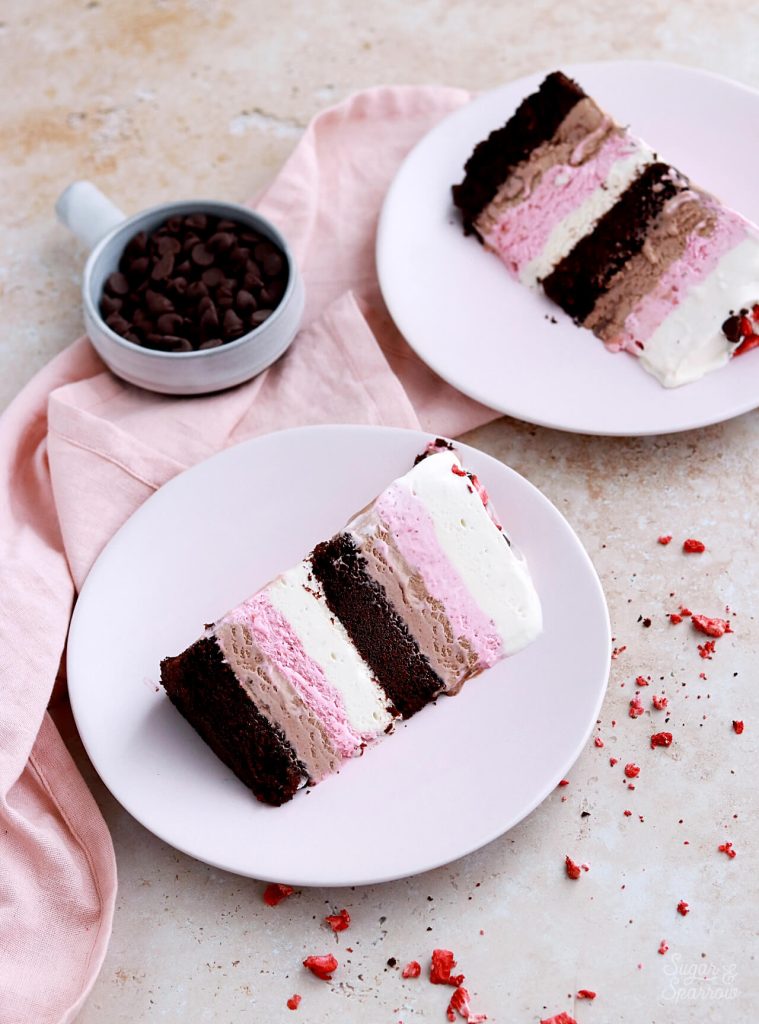 Homemade Neapolitan Ice Cream Cake Recipe - Sugar Spices Life