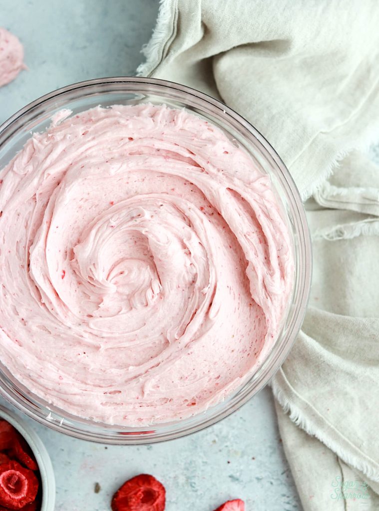 strawberry frosting recipe by sugar and sparrow