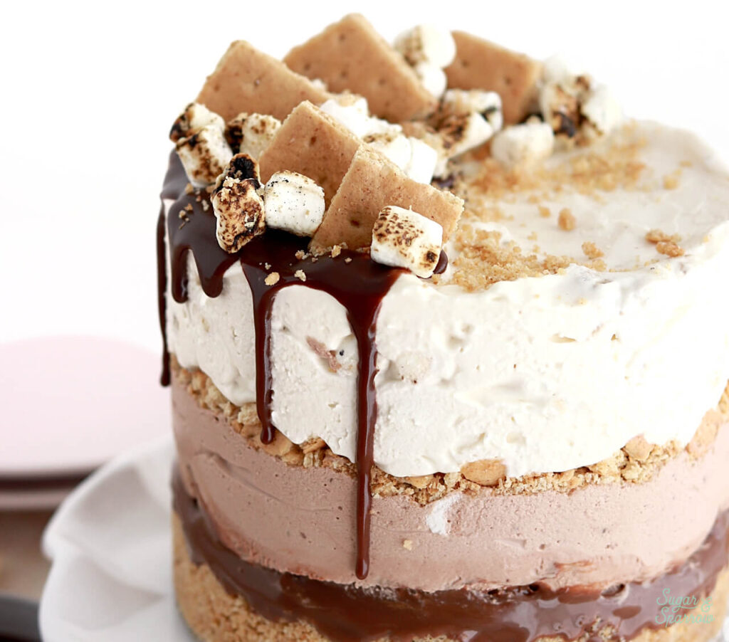 smores ice cream cake recipe by sugar and sparrow
